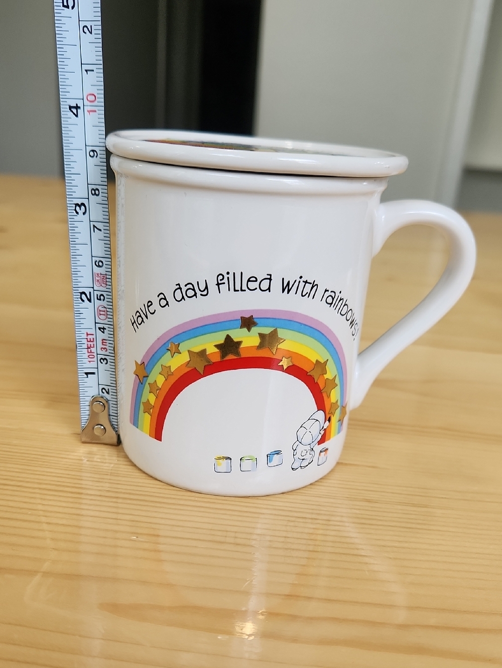 VTG 1983 Hallmark Mug Mates Coffee Cup With Coaster Lid Have A Rainbow Day Japan - Picture 10 of 13